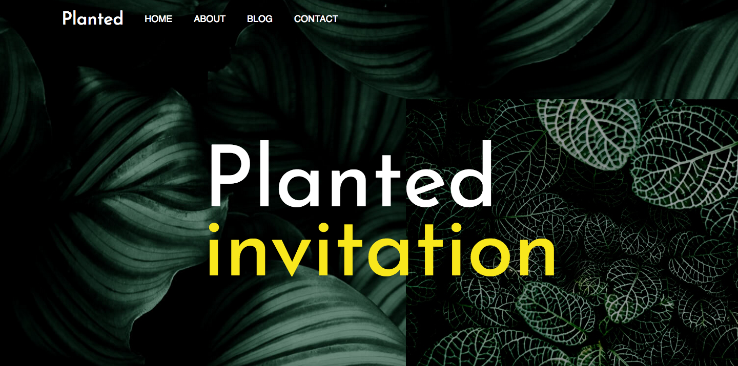 Homepage of Planted Invitation, a PSD conversion.